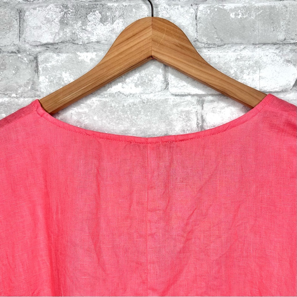 For Cynthia Coral Pink Ruffle Hem Blouse - Picture 9 of 11